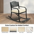 thumbnail image 2 of Ktaxon Outdoor Metal Rocking Chair, Patio Rocking Seating with Cushion & Footrest, Weatherproof Rockeror Porch Deck Garden Balcony, Grid Backrest, 2 of 7