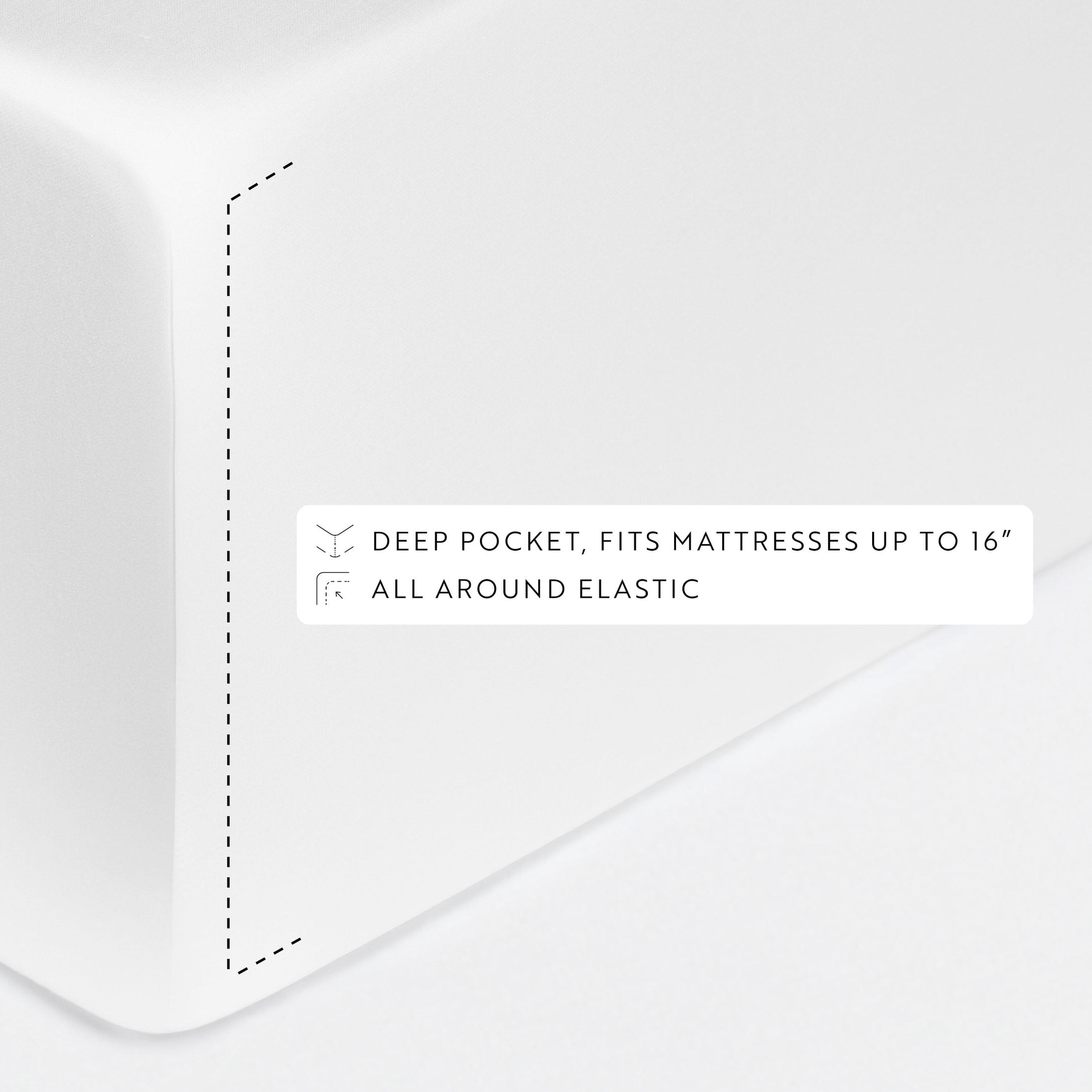 Noble Linens Rayon from Bamboo 4 Piece Luxury Bed Sheet Set, White, Queen