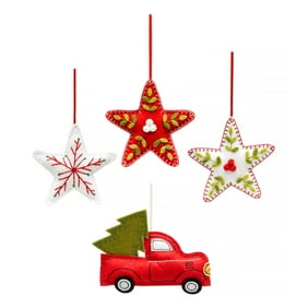 Holiday Time Fabric Table Top Tree Christmas Decorations Set Of 3