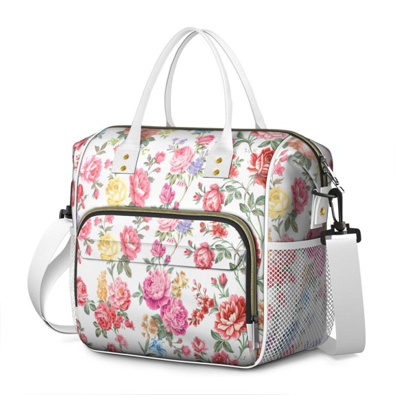Pioneer Flower Floral Print Pattern Womens Lunch Box for Work,Insulated Large Lunch Bag for Tween and Teen,Loncheras Para Mujer,Leakproof Adult Lunch Bag for Work,Beach,Travel,Picnic,Camping