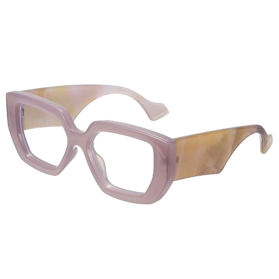 Uxcell Thick Frame Blue Light Glasses Chunky Square for Women, Brown(Clear Lens)