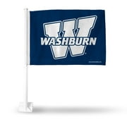 Rico Industries College Washburn Ichabod Blue Double Sided Car Flag -  16" x 19" - Strong Pole that Hooks Onto Car/Truck/Automobile