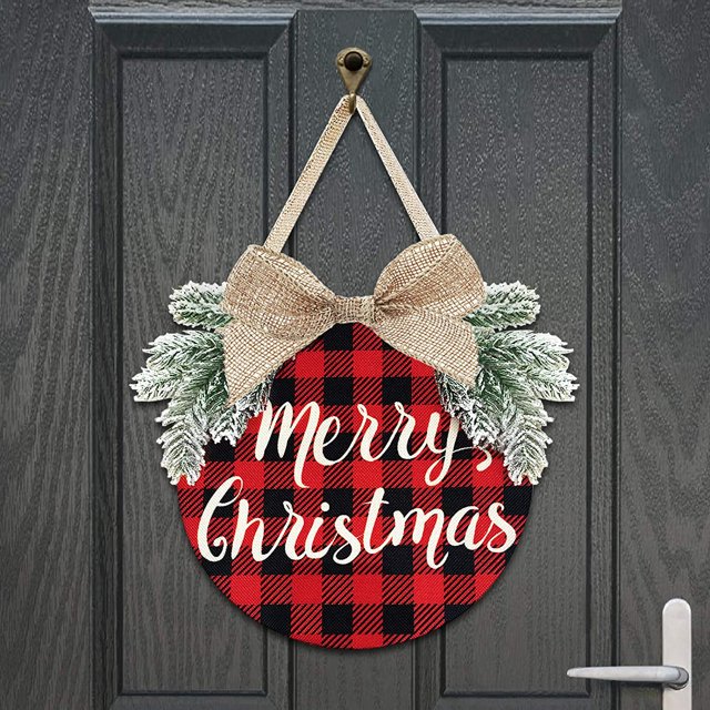 Decoración hogareña CoronadeNavidad-AdornodeNavidadacuadrosdebúfalo-CarteldeFelizNavidaddecorona Zhivalor YZY754
