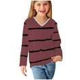 thumbnail image 7 of Ashirexll Long Sleeve Shirts Winter Tops for Girls 2-14 Years Stripe Fashion Casual V-Neck Long Sleeve Top for Spring and Fall, 7 of 7