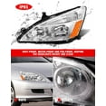 thumbnail image 5 of ADCARLIGHTS 2003 2004 2005 2006 2007 Accord Headlight Assembly for 2003-2007 Honda Accord 2/4dr Clear Lens Chrome Housing with Amber Reflector Headlamp Replacement Left and Right Pair, 5 of 9