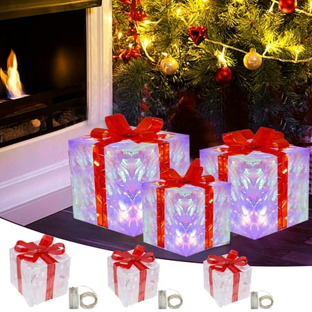 

Home Decor Christmas Glowing Decoration Gift Box Ornament With Bow Christmas Lighting Box Outdoor Light Lighting Christmas Box Outdoor Gift Decorations Backyard