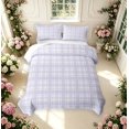 thumbnail image 2 of Manfei Vintage Grid Quilt King,Modern Checkered King Coverlet Set,Purple,3 Pieces,1 Bedspread and 2 Pillowcases, 2 of 7