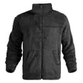 thumbnail image 4 of Polar Fleece Jacket Men Fall Winter Long Sleeve Loose Casual Stand Collar Zip Up Jackets with Pockets Fuzzy Coat Outerwear, 4 of 7
