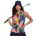 thumbnail image 6 of HUIACONG Sleeveless Golf Shirts with Tropical Floral Pattern, Women's Sleeveless Golf Shirt for Outdoor Tennis Hiking and Sport Activities, 6 of 7