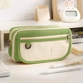 thumbnail image 4 of Canvas Pencil Case, Two Layer Pencil Organizer, Spacious Portable Stationery Bag with Water Resistant Durable Material, Lightweight Travel Compatible Storage Pouch for Office Supplies, 4 of 7