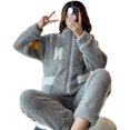 thumbnail image 4 of Conjunto de pijama de franela gruesa con capucha para invierno, ropa de dormir de terciopelo, sudadera cálida Kawaii para el hogar, novedad, 4 of 5