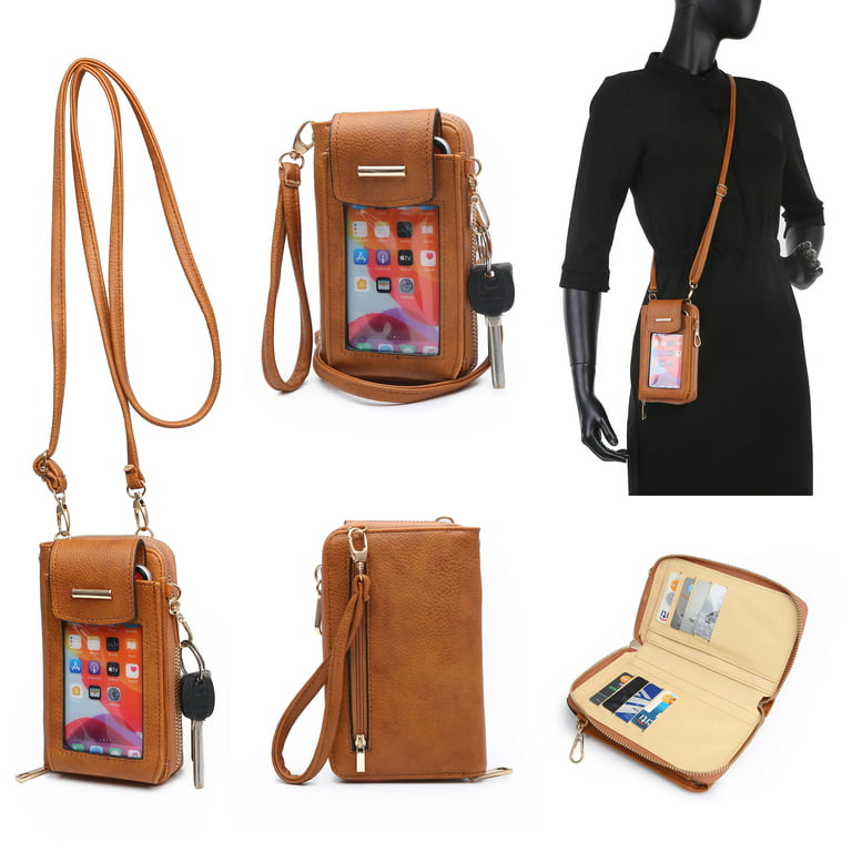 xB Xibang xB Womens RFID Leather Crossbody Card Wallets Cell Phone Purse Clutch Handbags with Card Slots, Women's, Size: One size, Brown