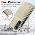 thumbnail image 5 of Dteck Wallet for Samsung Galaxy Z Fold 4 Case with Built-in Glass Screen Protector, Soft PU Leather Card Holder Flip Kickstand Protective Case for Z Fold 4 5G,Beige, 5 of 7