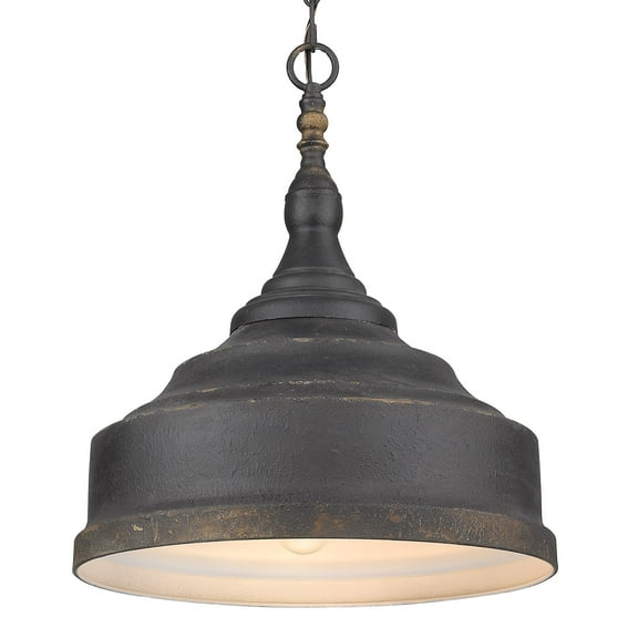 Golden Lighting Keating 3-light Pendant in Antique Black Iron