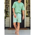 thumbnail image 2 of TheFound Ensemble Décontracté pour Homme, T-Shirt Ajusté à Col Rond à Manches Courtes, Short Rayé à Cordon, Ensemble 2 Pcs pour l'Été, 2 of 7