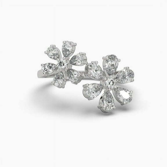 Forget Me Not Twin Flower Open 18k Cocktail Ring