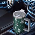 thumbnail image 6 of Green Christmas Snowflake Pattern Tumbler with Handle and Lid,40oz Double Wall Vacuum Insulated Tumbler,Cups Gift for Women and Men, 6 of 7