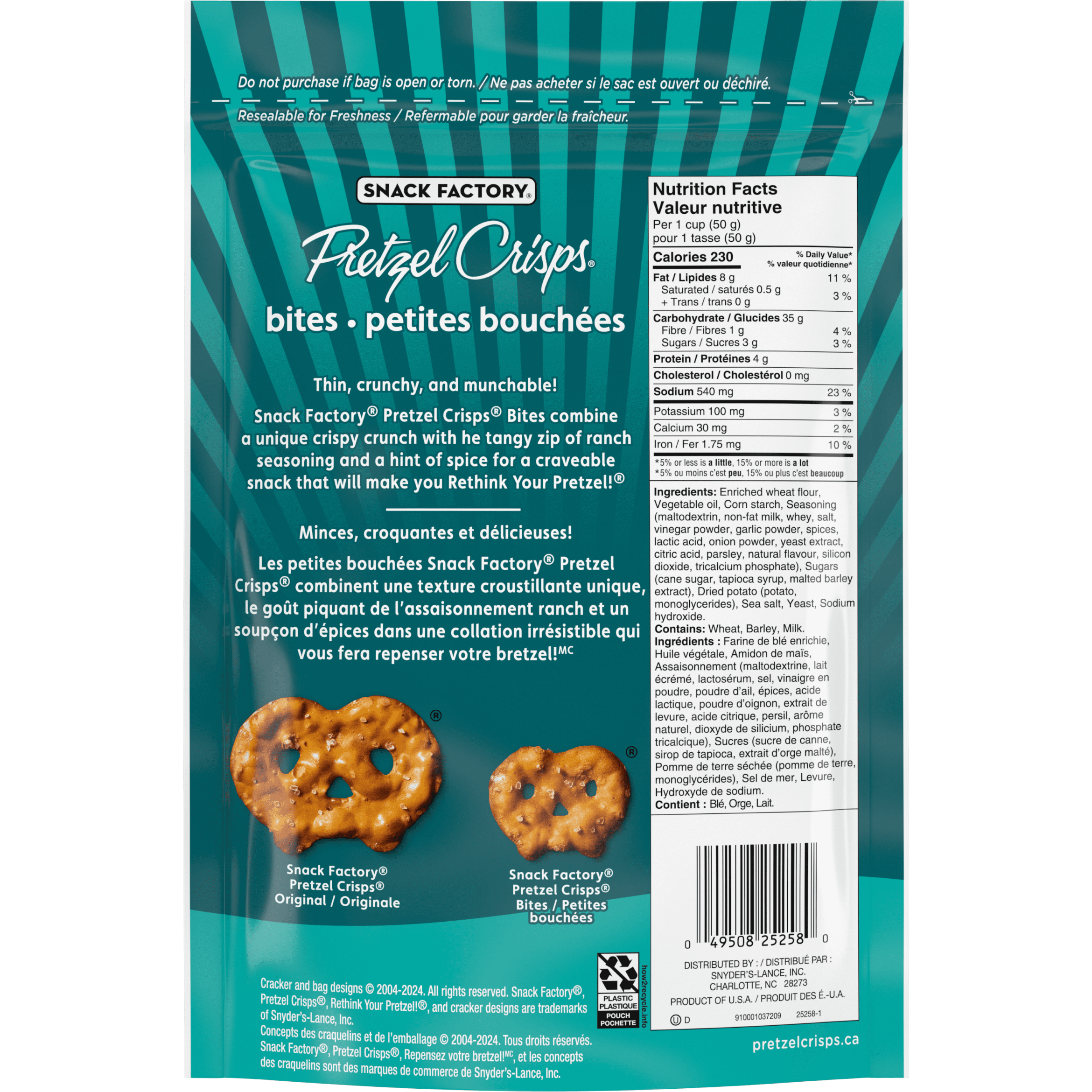 SF Pretzel Crisps Bites Zesty Ranch