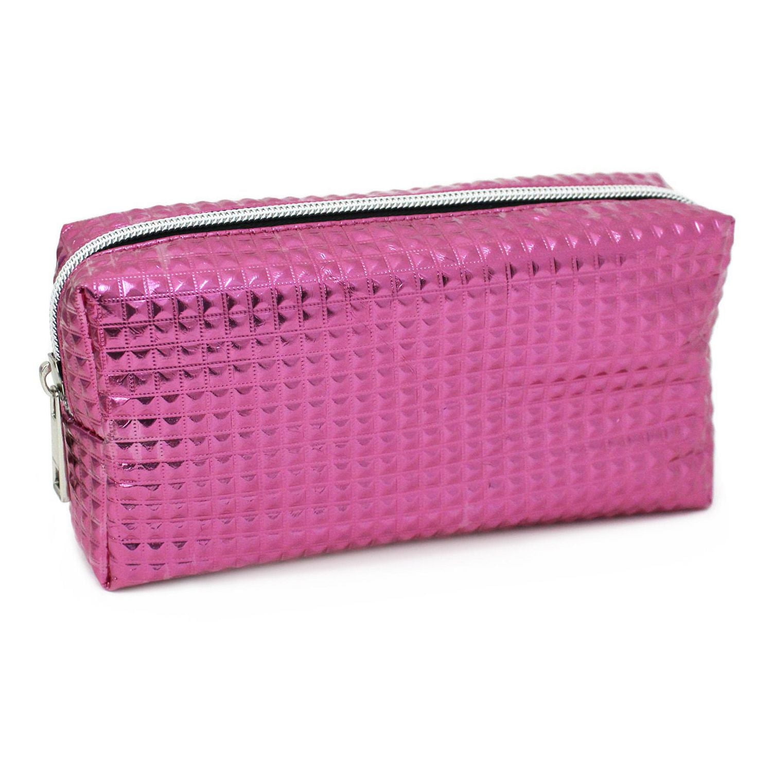 Pen+Gear Metallic Pink Pencil Pouch with Diamond Embossed Pattern