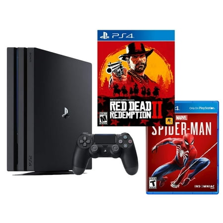 PlayStation 4 PRO Red Dead and Spider-Man Bundle: RED Dead Redemption 2, Marvel's Spider-Man, PlayStation 4 PRO 4K HDR 1TB