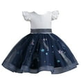 thumbnail image 1 of WEAIXIMIUNG Robes pour Filles 2T-3T Enfants Tout-Petits Filles Printemps Été Imprimé Volant Manches Courtes Robe Volantée Sans Manches Dentelle Fête, 1 of 8
