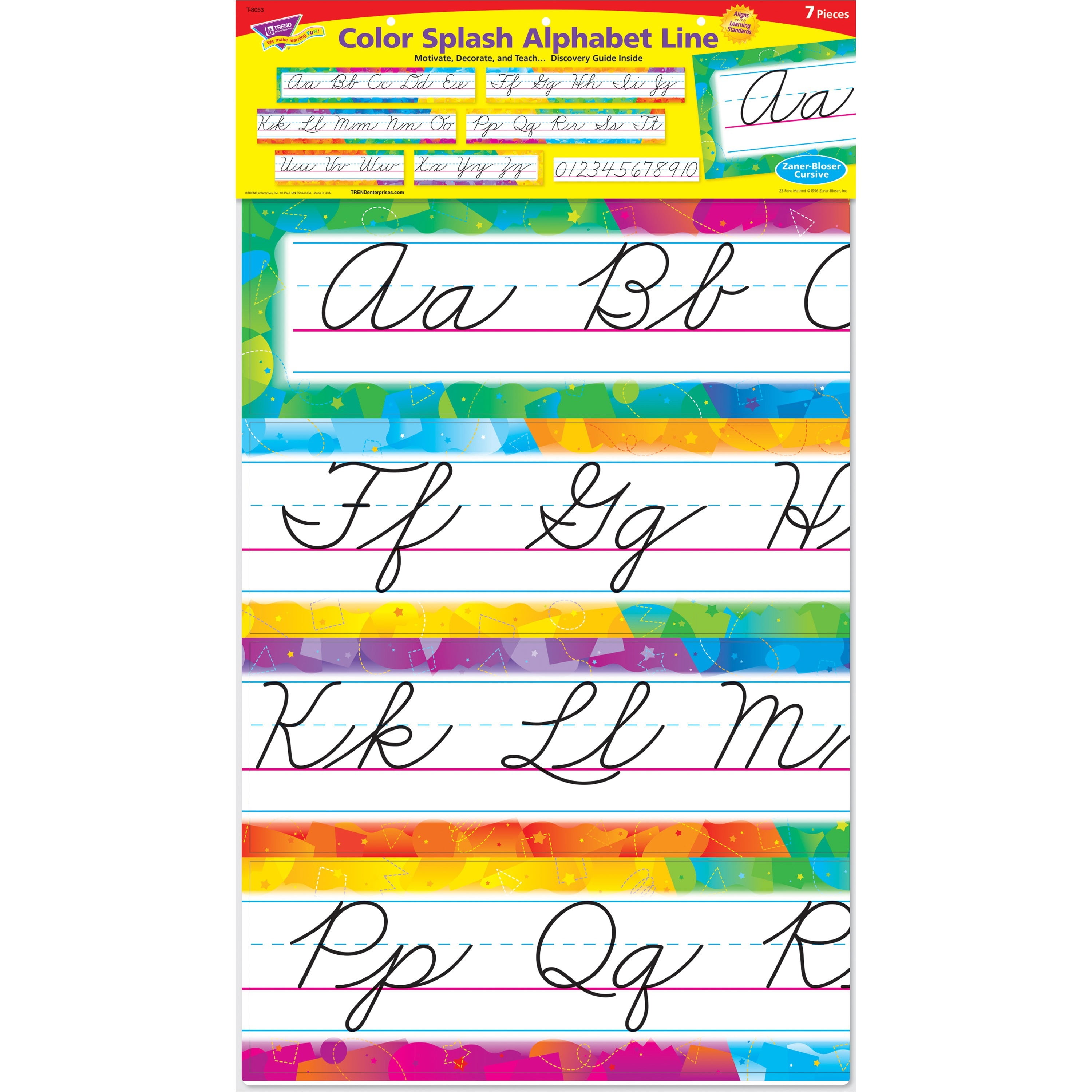 Trend, TEP8053, Color Splash Cursive Alphabet Board Set, 1 / Pack