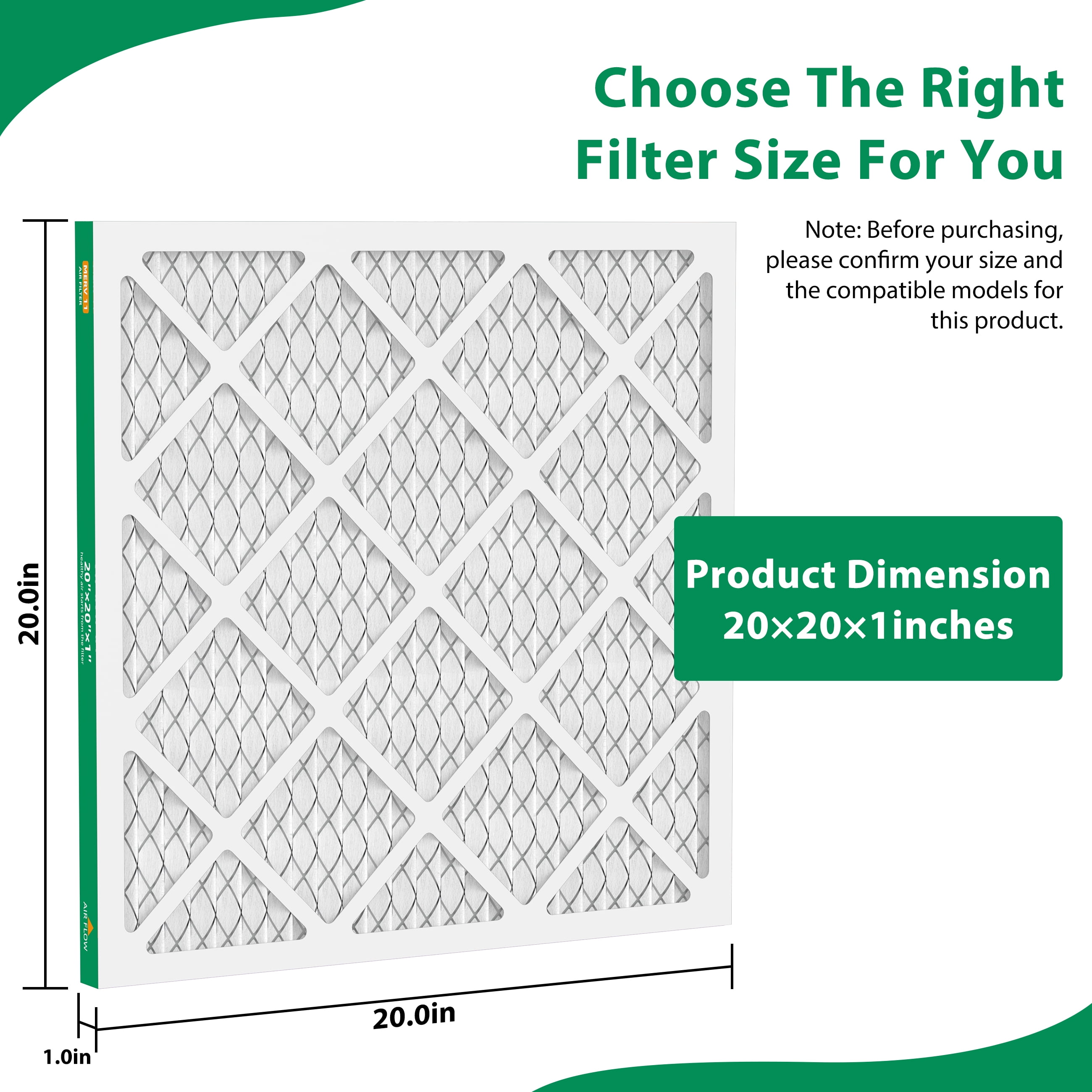 SUIXINEYI AC Filters 20X20X1 Furnace Air Filter, Pleated HVAC Air Filter MERV 11 MPR 1000, Allergen Defense,4 Filters