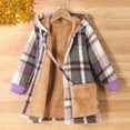 thumbnail image 2 of hotojiny Boys Girls Hooded Coats with Crossbody Bag Winter Warm Unisex Children Clothes Plaid Fleece Lined Jackets, 2 of 3