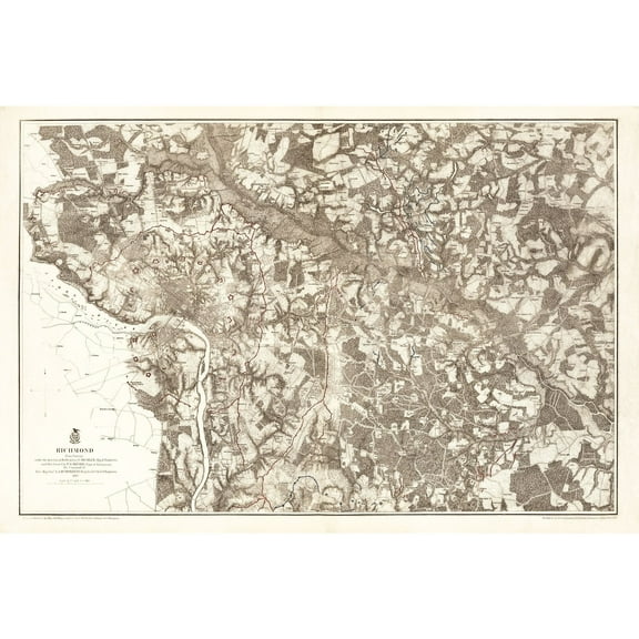 Historic City Map - Richmond Virginia - Humphreys 1867 - Vintage Wall Art