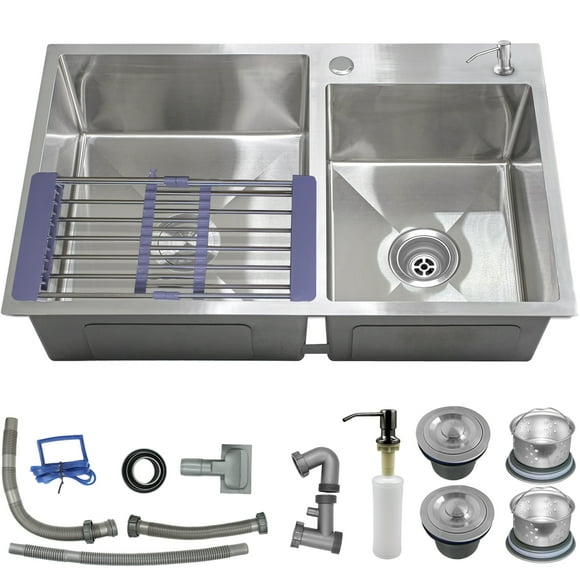 Fregadero Tarja Acero Inox 2 Tinas Gutstark 32 x 40 x 20 cm Escurridor Cocina Dispensador Jabon