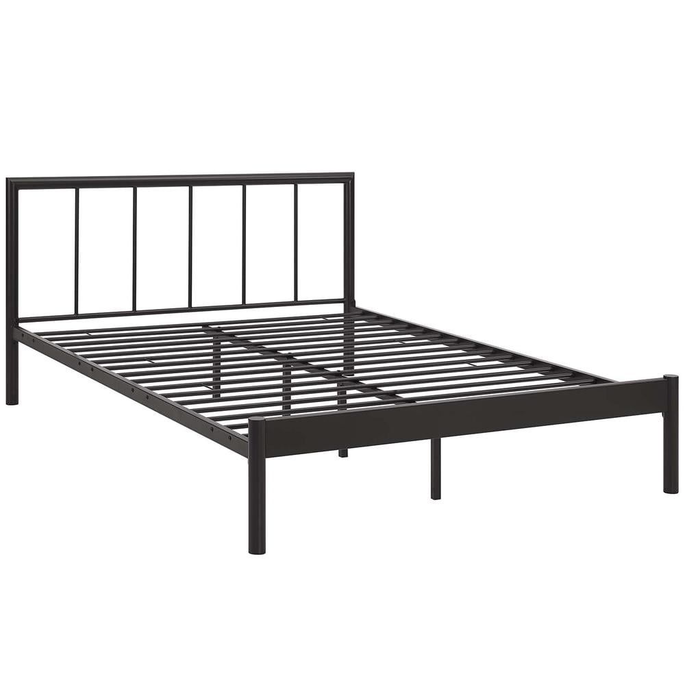 Modway Gwen Powder Coated Sturdy Steel Full Bed Frame in Brown