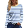thumbnail image 2 of Lumtrix Long Sleeve Shirts for Women 2026 Spring Crew Neck Ladies Tops Loose Fit Tunic Print Tee Side Slits Sweatshirt Blue L, 2 of 6