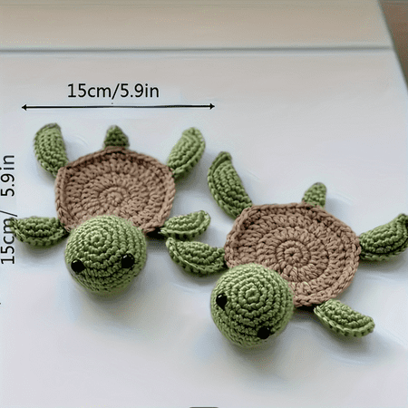 

ZNGYXN Handmade Crochet Turtle Coasters - Set of 1 for Drinks Cute Mug Cup Mat Funny Woven Table Decoration Housewarming Gift