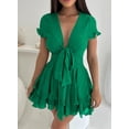 thumbnail image 4 of Vestido PRETTYGARDEN 2025 Mini Verde con Escote en V y Manga Corta Talla S, 4 of 6