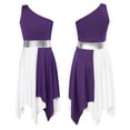 thumbnail image 4 of Aislor Girls Sleeveless Color Block Asymmetrical Praise Dance Tunic Ballet Lyrical Dance Dress 6-16 A Purple 16, 4 of 7