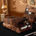 thumbnail image 5 of meiyoeat Brown Western Cowboy Zipper Twin Comforter Sets with Fitted Sheet and 2 Pillowcases For Boys,Rustic Cow Print Zipper Bedding Set,Reversible,4 Pieces, 5 of 7