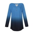 thumbnail image 5 of Breezora Casual Long Sleeve Top for Women with V Neck Button Front and Curved Hemline S Size Blue, 5 of 5