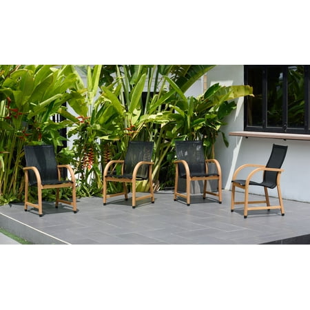 Amazonia Ulloa Teak Finish Patio Stacking Chairs Set of 4