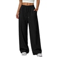 thumbnail image 3 of Ozmmyan Womens Wide Leg Sweatpants Drawstring Elastic Waist Jogger Pants Casual Loose Fit Athletic Lounge Trousers with Pockets, 3 of 7