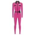 thumbnail image 5 of TiaoBug Women's Cop Costume Long Sleeve Full Body Jumpsuit Police Officer Fancy Dress Outfit Set Hot Pink S, 5 of 7