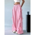 thumbnail image 4 of Women'S Loose Sweatpants Elastic Waist Casual Wide Leg Pants with Pockets Y2K Travel Pants Pink L, 4 of 9