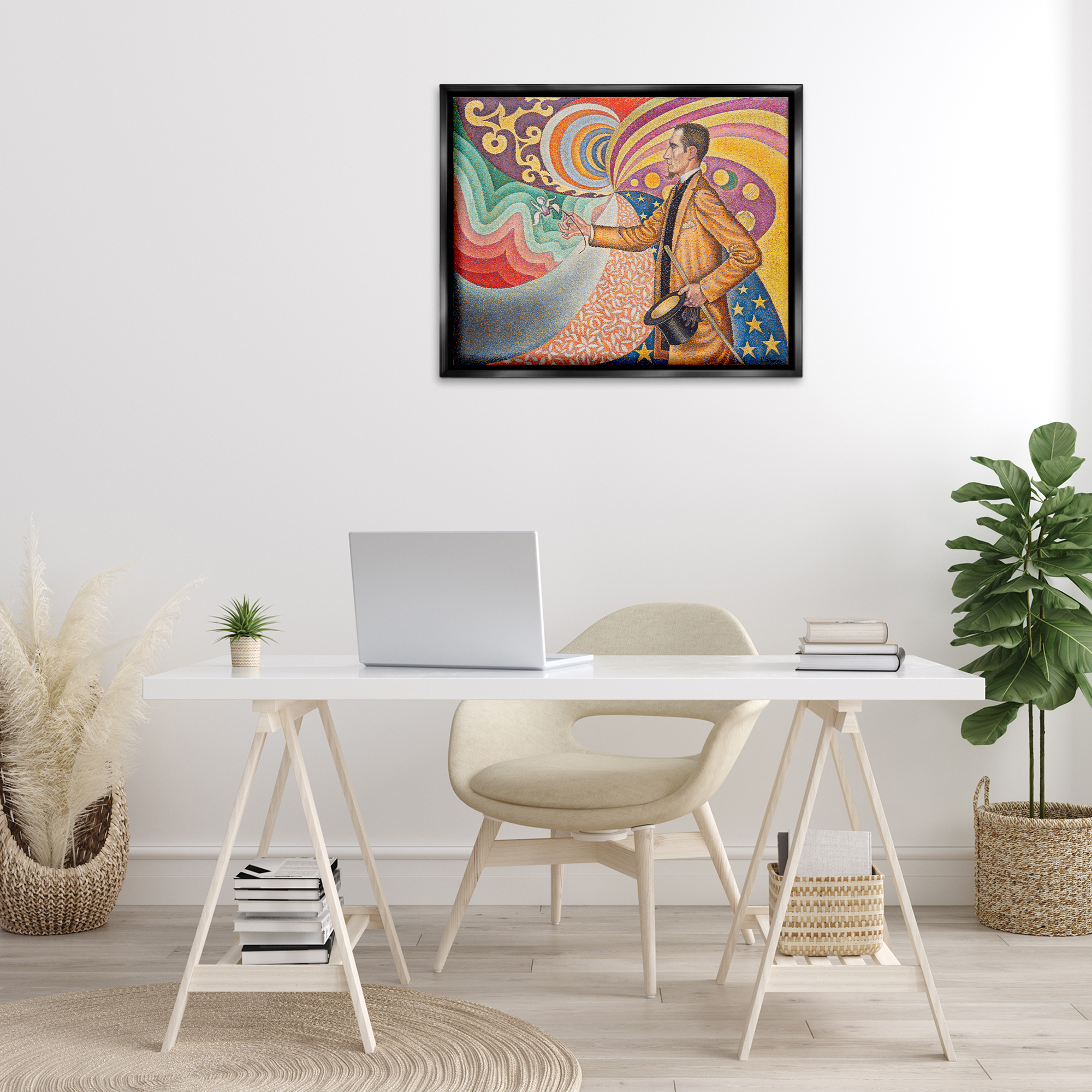 Stupell Industries Classical Georges Signac Painting People Painting Black Floater Framed Canvas Art Print Wall Art, 31 x 25