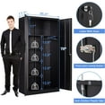 thumbnail image 3 of Yizosh Metal Armoire Wardrobe Closet Cabinet for Hanging Clothes with Lock Doors, -72" Steel Lockable Wardrobe Storage Locker Clothes Organizer for Bedroom, Laundry Room (Black), 3 of 10