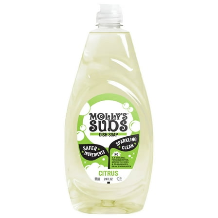 Molly's Suds Liquid Dish Soap | Simple Ingredients | Extra Scrubbing Power | Lemon Scent, 24 oz
