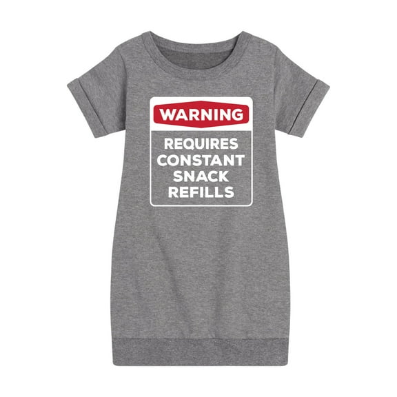 Instant Message - Warning - Requires Constant Snack Refills - Toddler & Youth Girls Fleece Dress