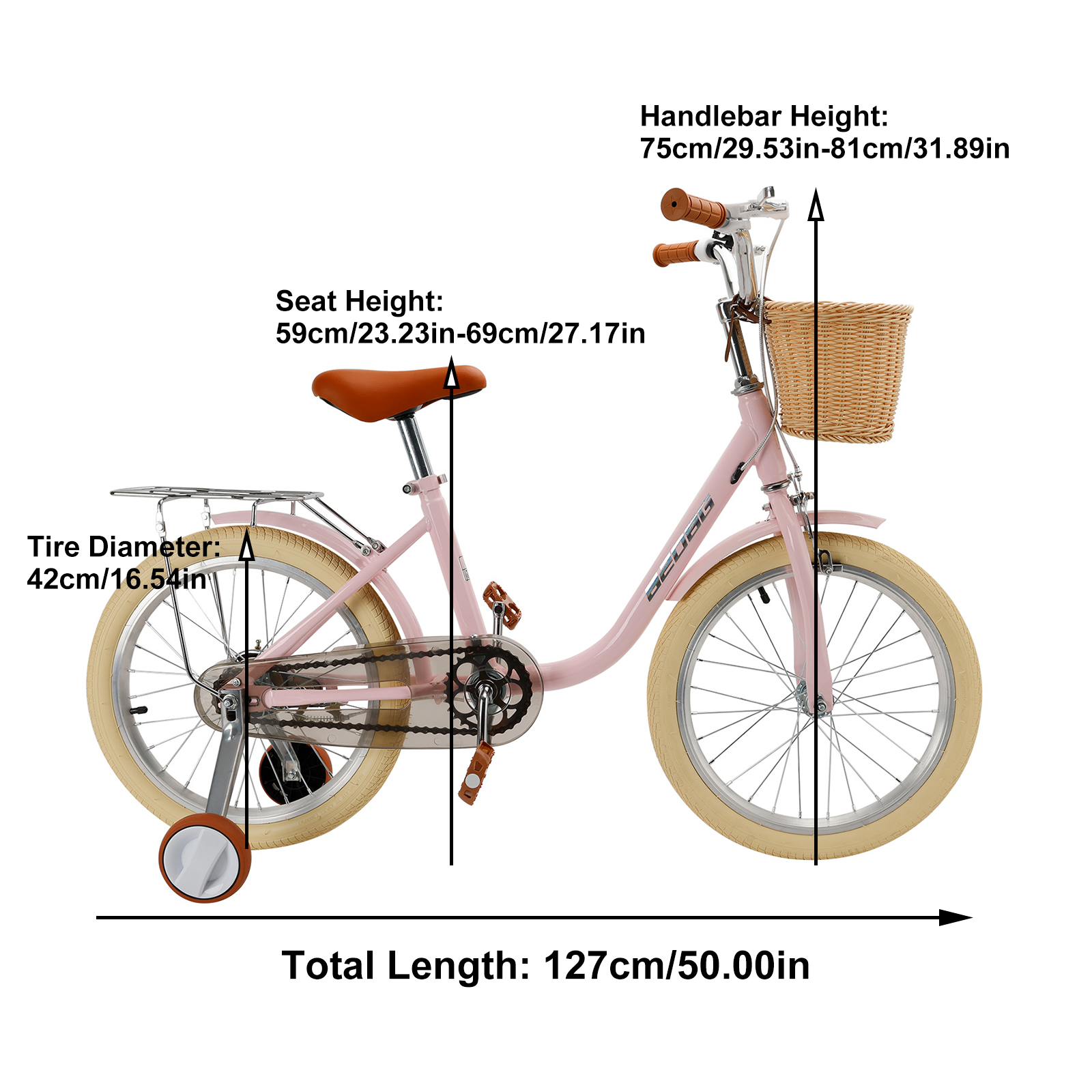 ARTUDATECH 18 Inch Kids Bike with Removable Training Wheels, Adjustable Seat, Steel Frame & Dual Brake, Kids Bicycle for 6-10 Years Old Toddler Girls Boys