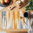 thumbnail image 2 of Orange Gray Placemats Set of 6, Retro Country Abstract Ombre Aesthetic Placemats for Dining Table, Place Mats for Kitchen Tabletop, Waterproof Wipeable Dining Table Mats Set, 2 of 9