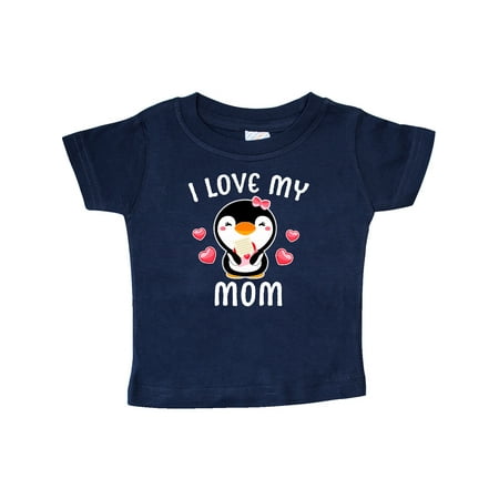

Inktastic I Love My Mom with Cute Penguin and Hearts Gift Baby Girl T-Shirt
