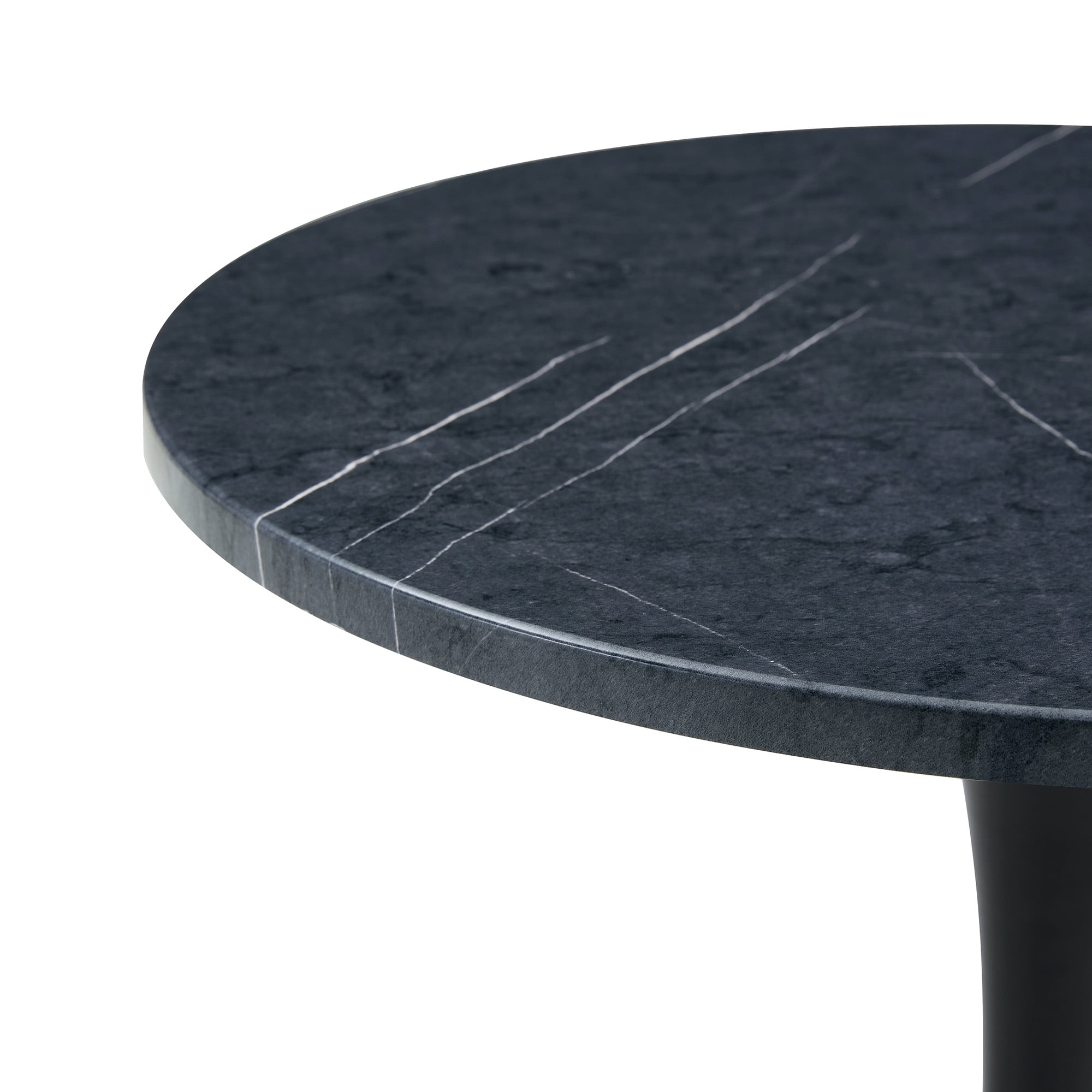 Miniyam 23.6” Round Dining Table, Small Pedestal Tulip Style Table for 2–4 People, Wooden Top with Metal Base, Charcoal Gray