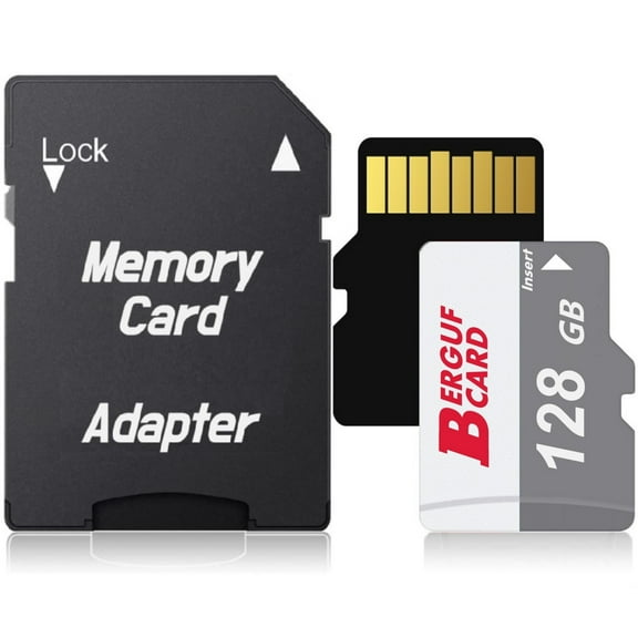 BERGUF 128GB High Speed Flash Memory Card with SD Adapter, Compatible for Smartphones, Tablets, Cameras and More